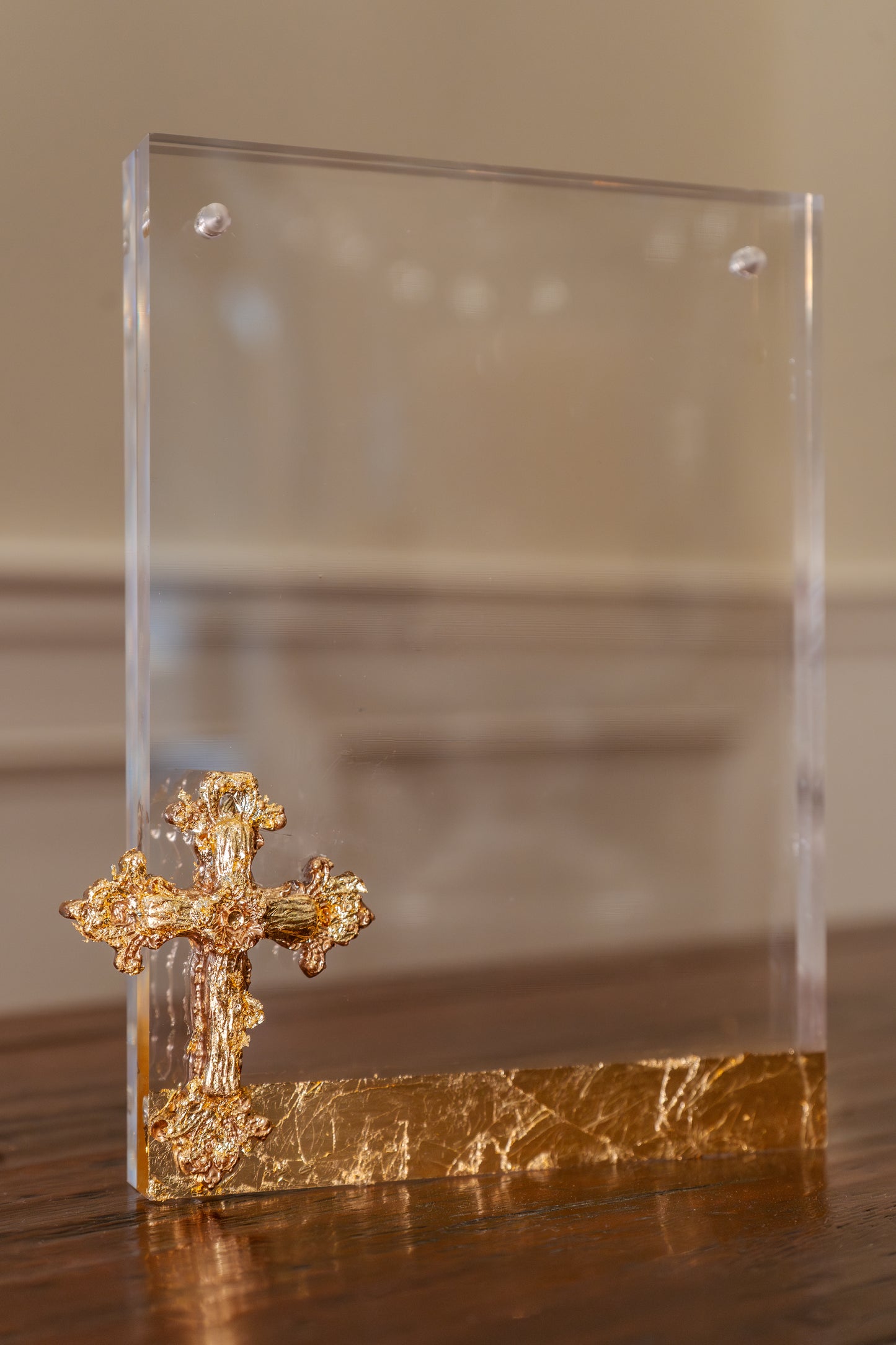 Gold cross acrylic frame