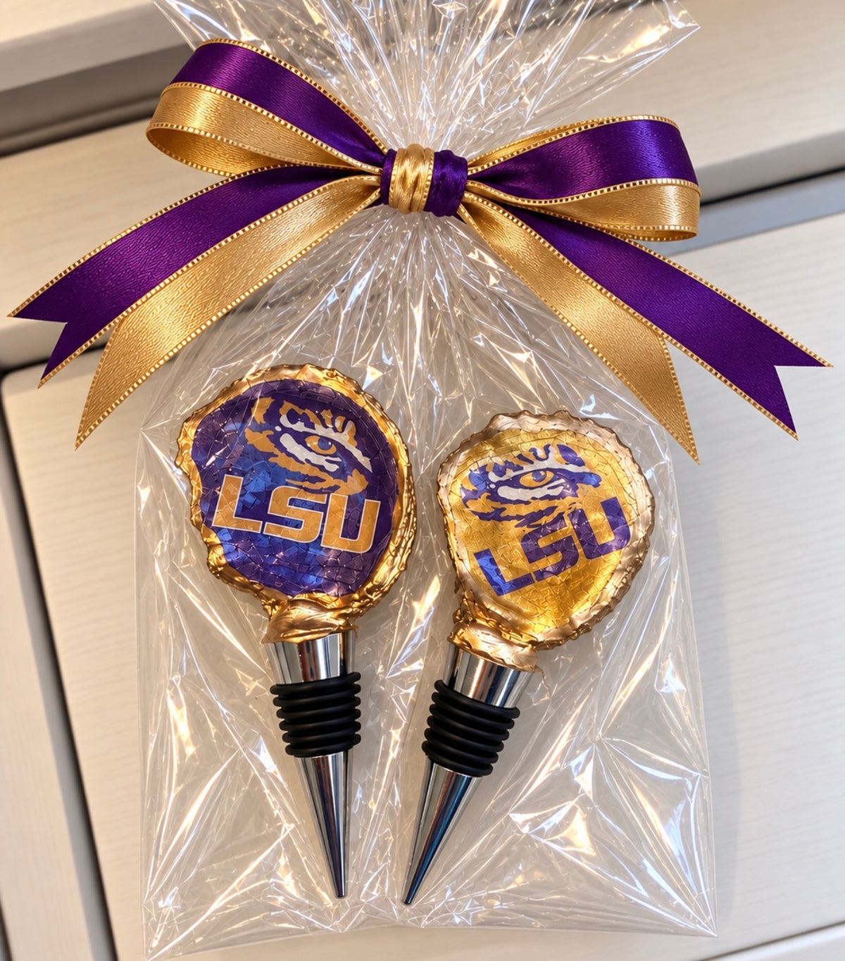 LSU wine stopper set