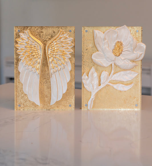 Magnolia Flower/Angel Wings Acrylic Plaque